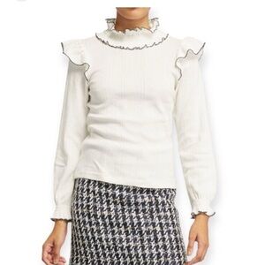Sandro Cotton Rich Ruffled Top Women's Size medium